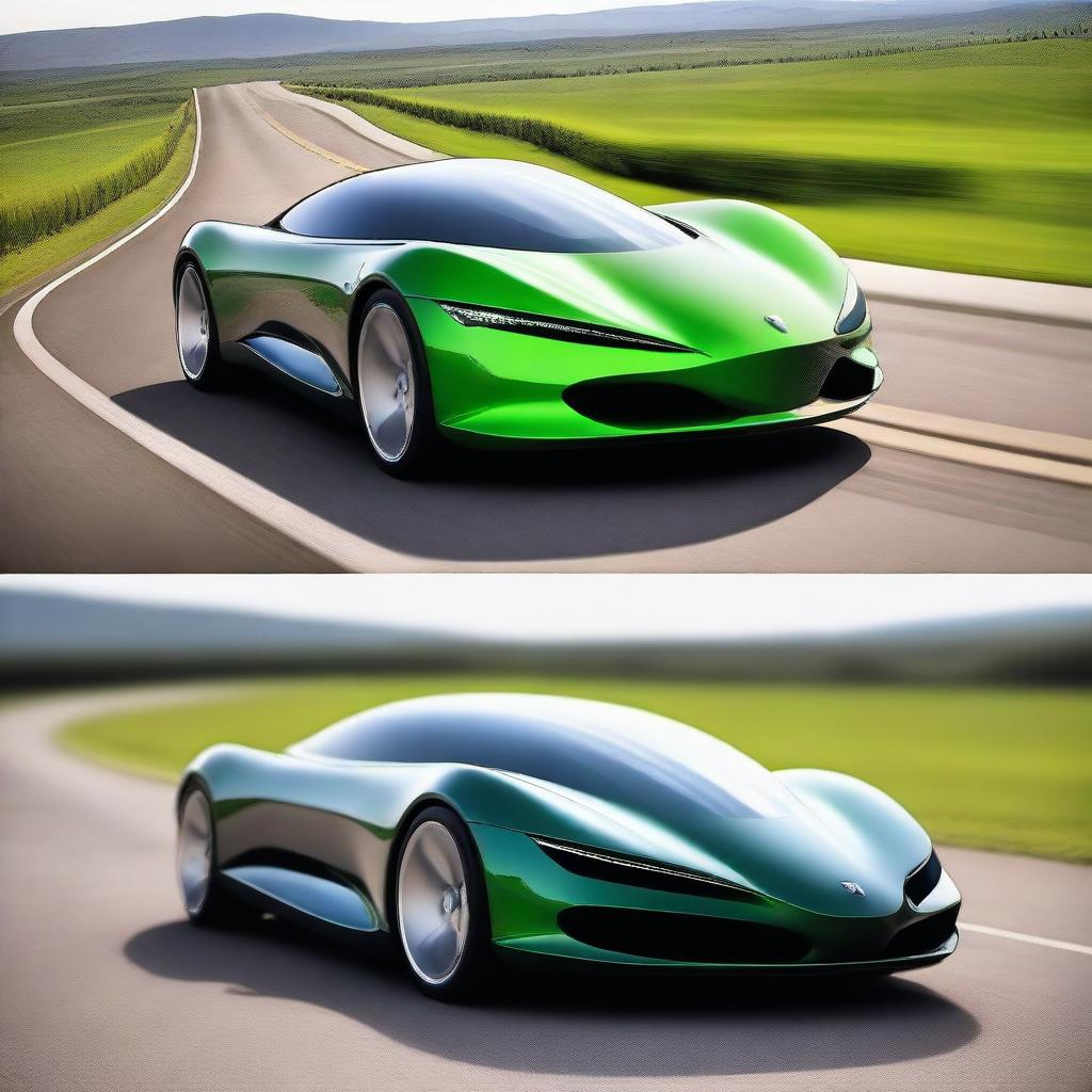 A collection of images showcasing a sleek and modern sports car designed to run on compressed natural gas (CNG)