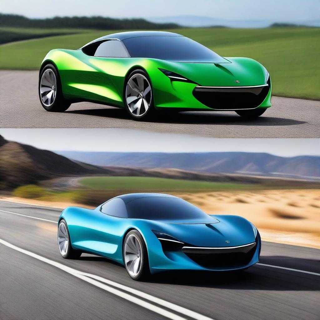 A collection of images showcasing a sleek and modern sports car designed to run on compressed natural gas (CNG)