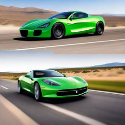 A collection of images showcasing a sleek and modern sports car designed to run on compressed natural gas (CNG)