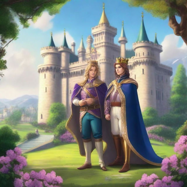 A beautiful kingdom with two princes standing proudly