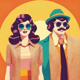 Create a retro-style image featuring three people