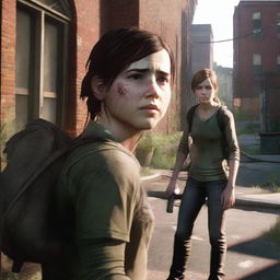 Create an image featuring Ellie and Abby from The Last of Us on opposite sides