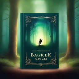 Create a captivating book cover featuring an enchanted forest with glowing magical elements