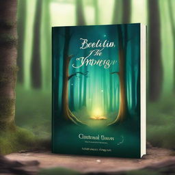 Create a captivating book cover featuring an enchanted forest with glowing magical elements