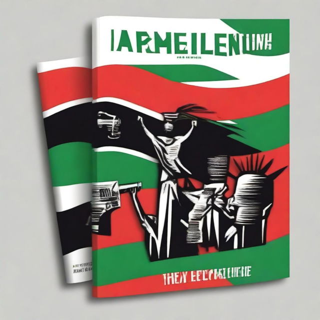Design a book cover depicting a revolution in Kenya