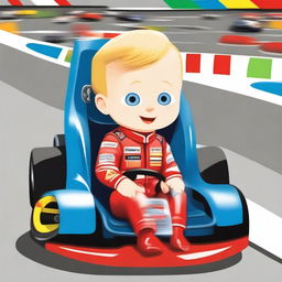 A blonde baby with blue eyes, a mix between Michael Schumacher and Fernando Alonso