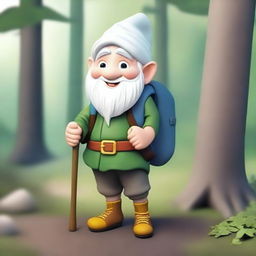 A young male gnome with white hair and a smiley face