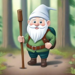 A young male gnome with white hair and a smiley face