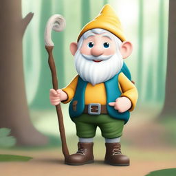 A young male gnome with white hair and a smiley face