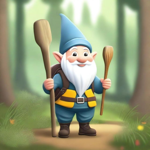 A young male gnome with white hair and a smiley face