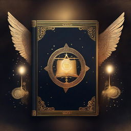 Generate an esoteric illustration-style book cover showing an ancient half-open scroll with Hebrew inscriptions and golden mystical symbols