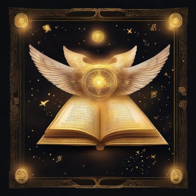 Generate an esoteric illustration-style book cover showing an ancient half-open scroll with Hebrew inscriptions and golden mystical symbols