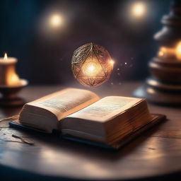 An ancient, magical book glowing with a mysterious light