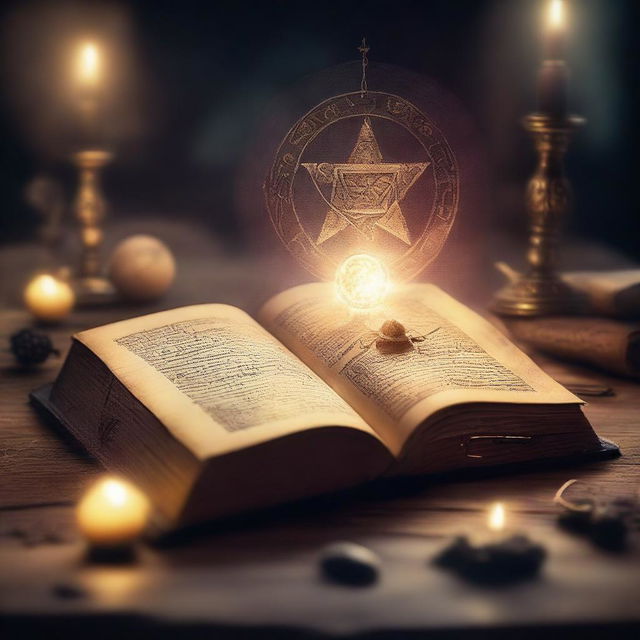 An ancient, magical book glowing with a mysterious light