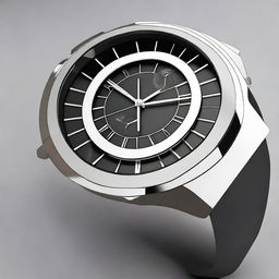 Create a design of a wristwatch with the body shaped like a spaceship