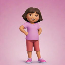 Dora the Explorer standing confidently with a broad, victorious smile.