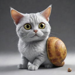 Realistic cat with the distinctive color scheme and features of Gary the Snail from SpongeBob SquarePants.