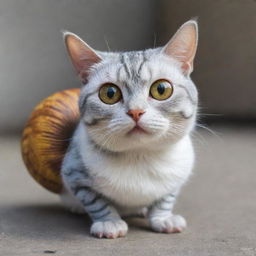 Realistic cat with the distinctive color scheme and features of Gary the Snail from SpongeBob SquarePants.