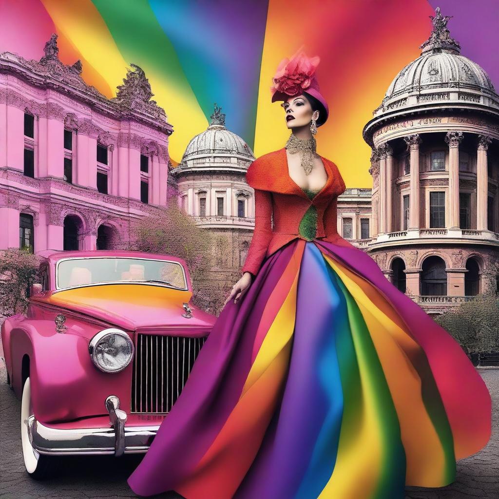 A vibrant and dramatic image depicting the 'History of a gay diva'