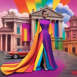 A vibrant and dramatic image depicting the 'History of a gay diva'