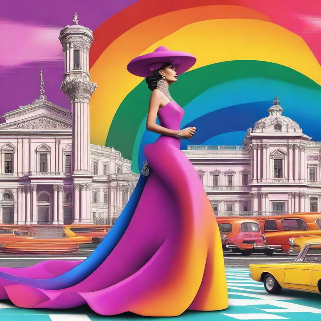 A vibrant and dramatic image depicting the 'History of a gay diva'