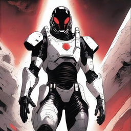 Shadow from 'Eminence in Shadow' saying 'I am atomic,' wearing white war armor in space