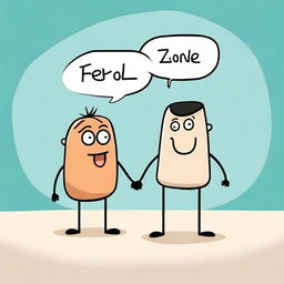 A whimsical and light-hearted depiction of the concept of 'friendzone,' featuring two characters in a friendly and humorous setting