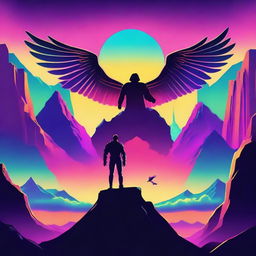 Create a colorful movie poster in the retro futuristic style
