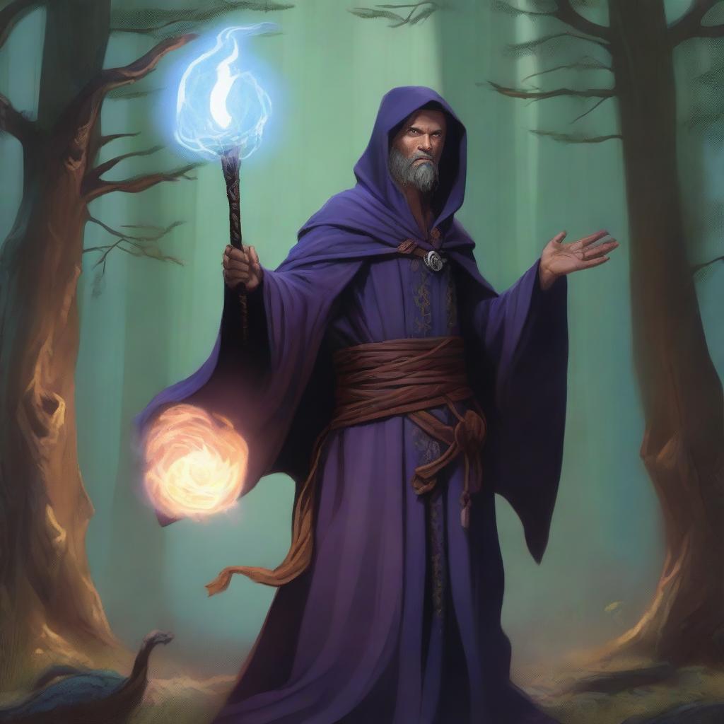 A detailed illustration of a Dungeons & Dragons human sorcerer