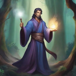 A detailed illustration of a Dungeons & Dragons human sorcerer