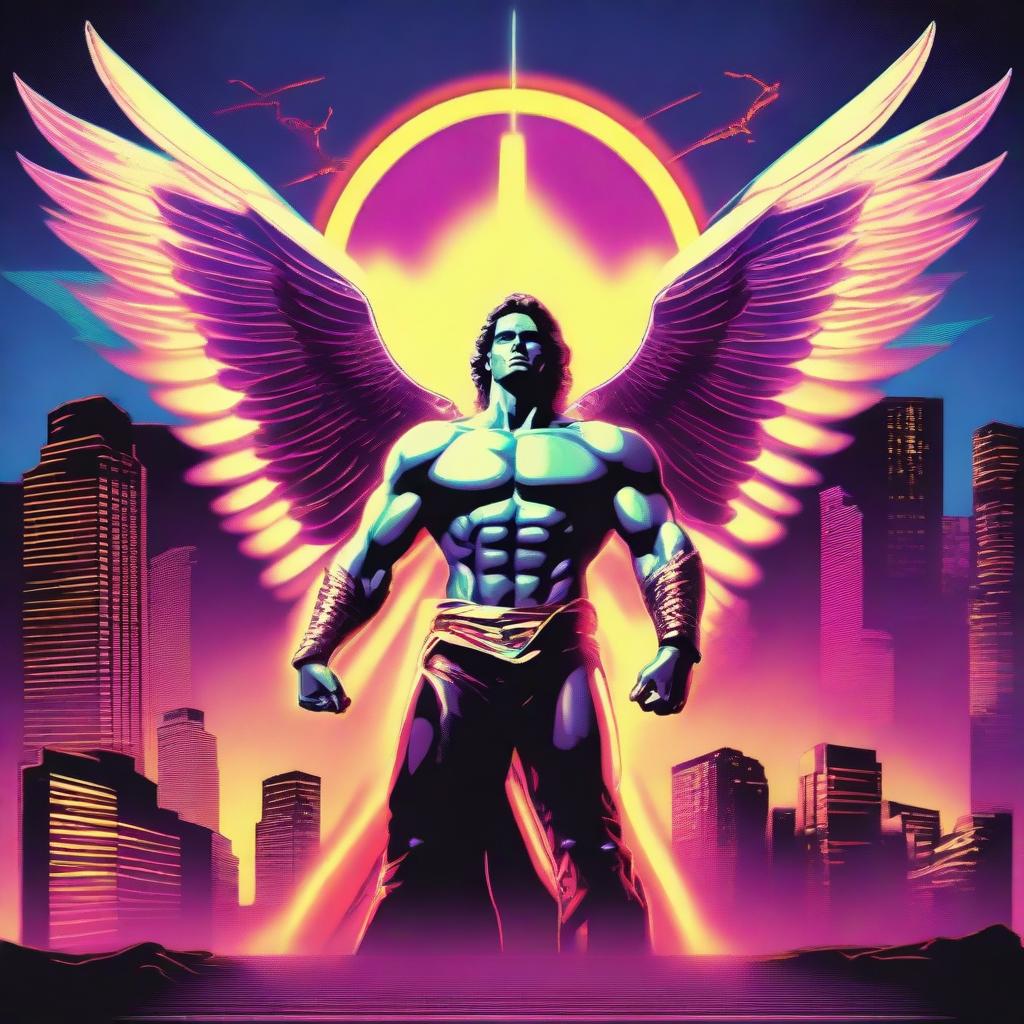 Create a dynamic 1980s retro movie poster