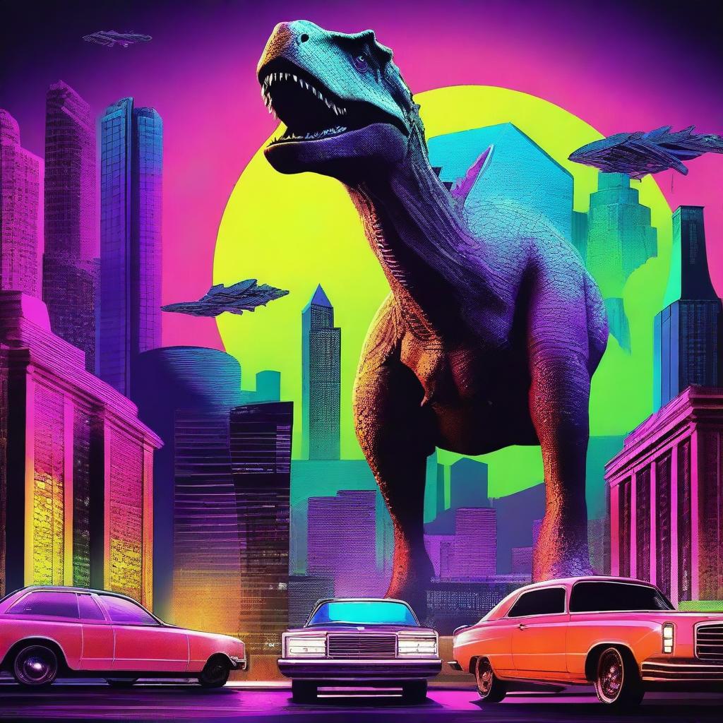 Create a vibrant, dynamic neon movie poster