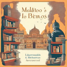 Diseña una cubierta para un libro titulado "¡Malditos libreros, libreros malditos", con un subtítulo que dice "Un recorrido por las librerías de viejo de Sevilla, Jerez y Cádiz"