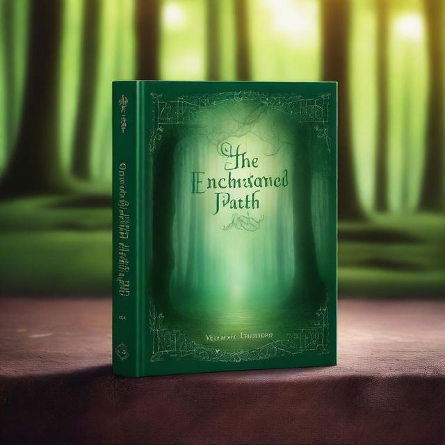 Create a book cover featuring an enchanting forest with a magical aura