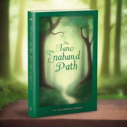 Create a book cover featuring an enchanting forest with a magical aura