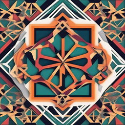 Create an abstract image featuring Arabic geometric patterns with colorful lines