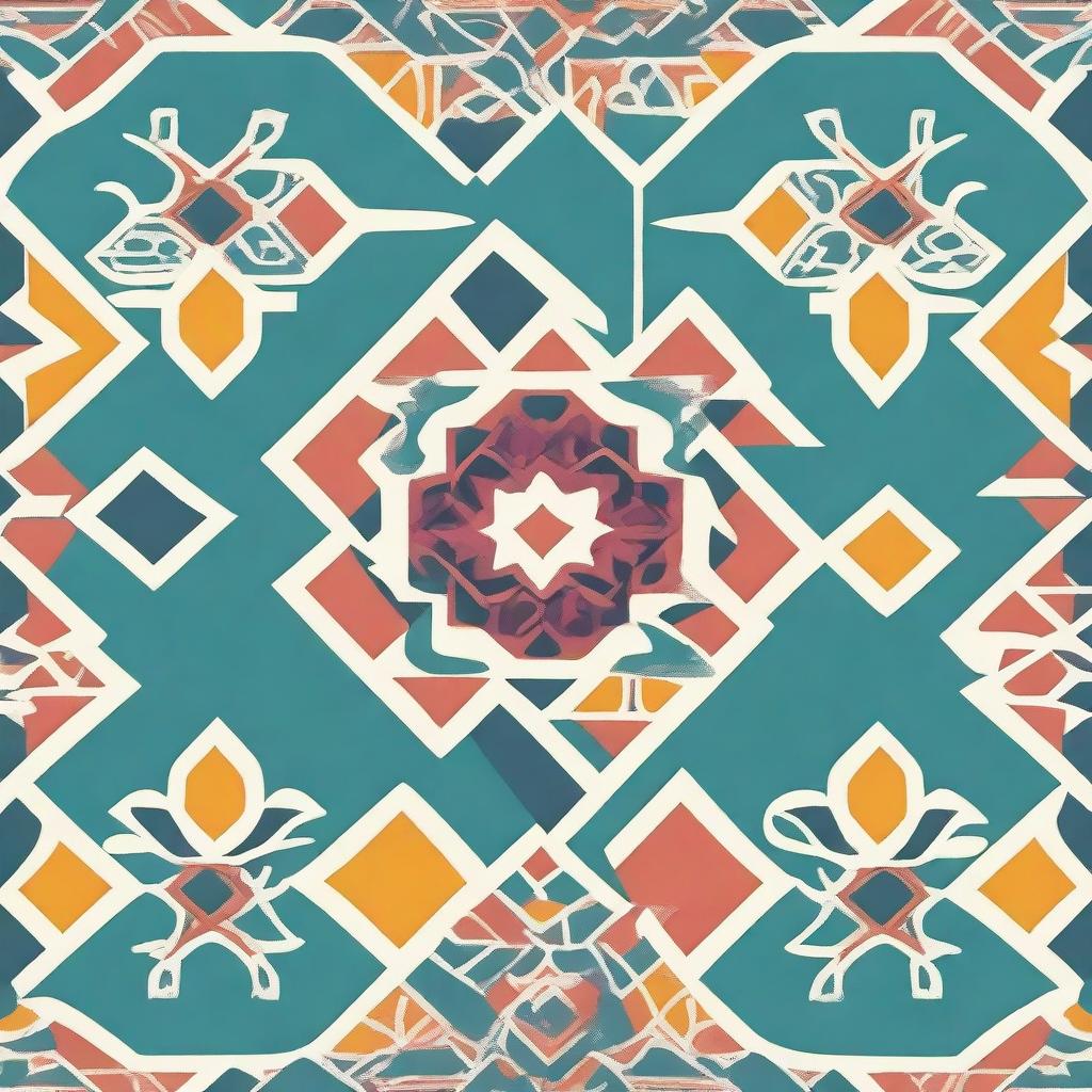 Create a simple Arabic pattern with colorful elements