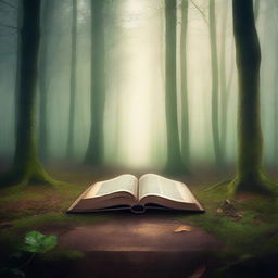 Create a captivating book cover featuring a mysterious forest with a hidden path