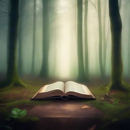 Create a captivating book cover featuring a mysterious forest with a hidden path