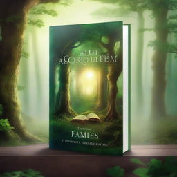 Create a captivating book cover featuring a mystical forest with ancient ruins