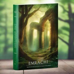 Create a captivating book cover featuring a mystical forest with ancient ruins