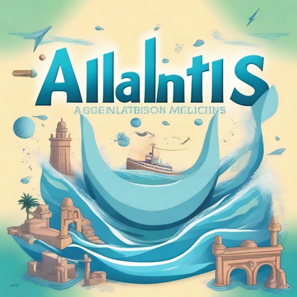 Generate a title for a modern American cartoon-style book with the words 'Atlantis: Key Of Worlds' written on it