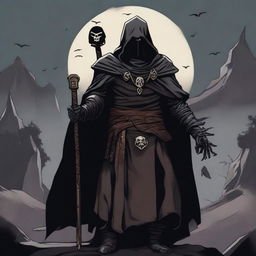 A detailed Dungeons and Dragons themed illustration of a cultist who is a servant of the evil god Bane