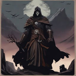 A detailed Dungeons and Dragons themed illustration of a cultist who is a servant of the evil god Bane