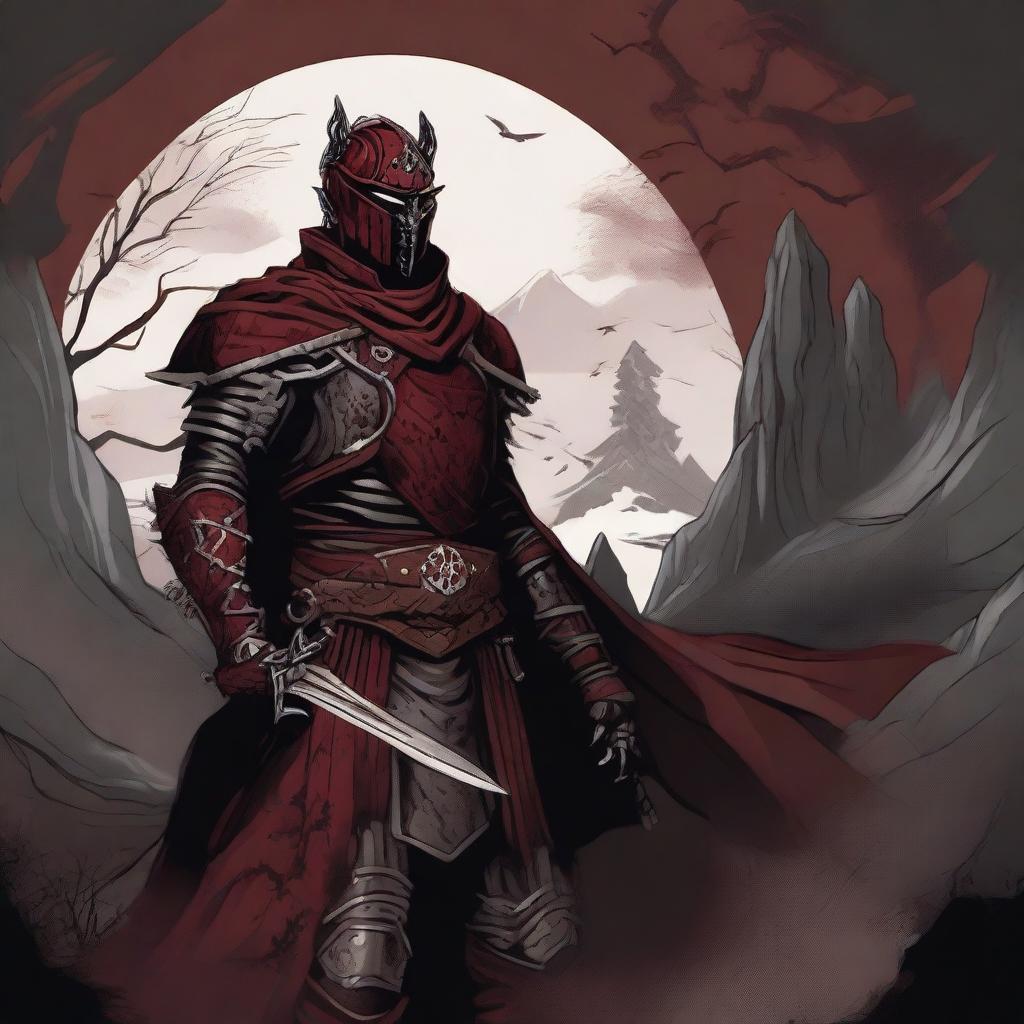 A detailed Dungeons and Dragons themed illustration of a cultist knight who is a servant of the evil god Bane