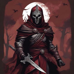 A detailed Dungeons and Dragons themed illustration of a cultist knight who is a servant of the evil god Bane