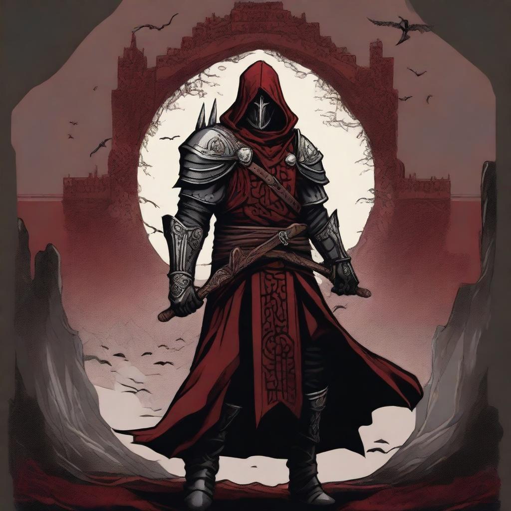 A detailed Dungeons and Dragons themed illustration of a cultist knight who is a servant of the evil god Bane