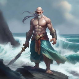 A striking dhampyr sea elf monk barbarian, combining the grace of a monk with the ferocity of a barbarian