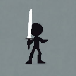 A pixel art image of a stickman holding a sword