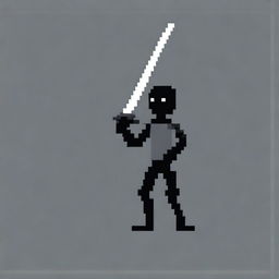 A pixel art image of a stickman holding a sword